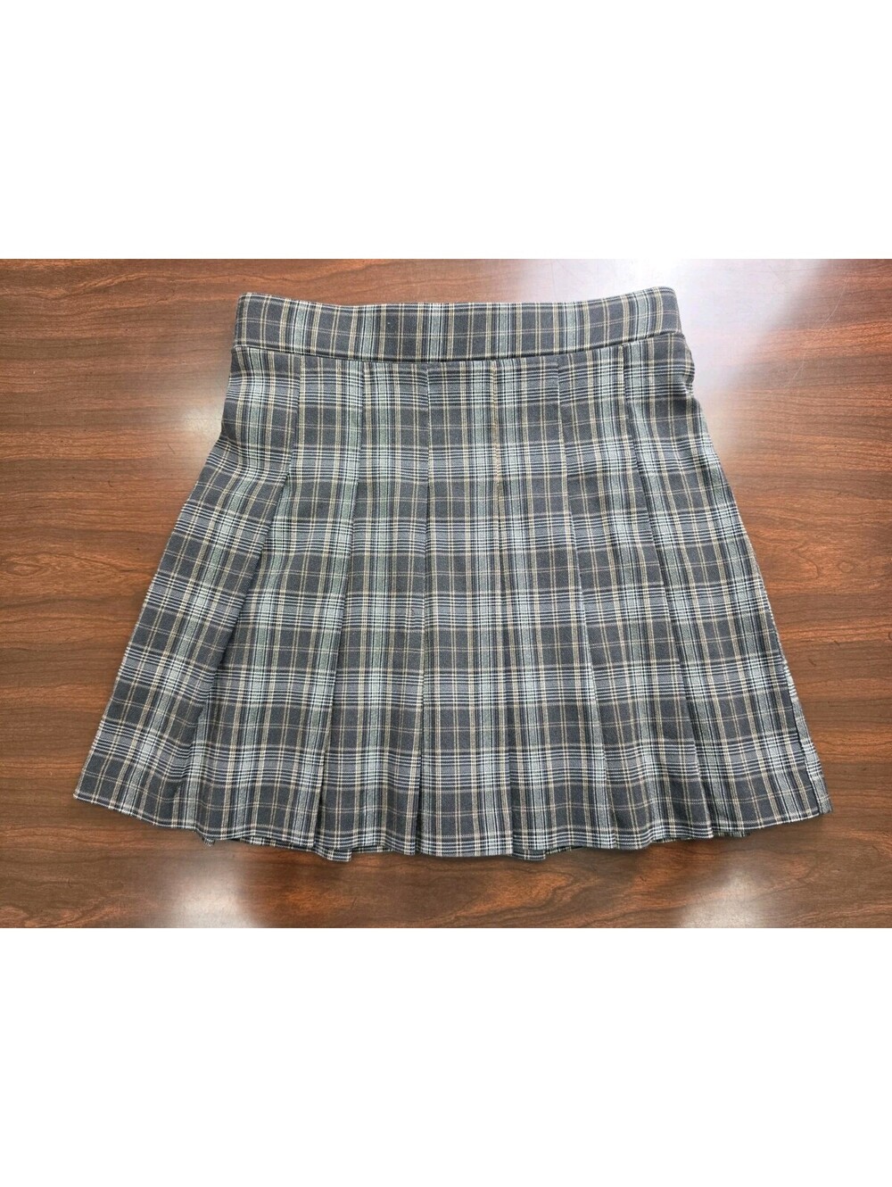 Joe B by Joe Benbasset Gray Plaid Pleated Mini Skirt Dark Academic Small Preppy